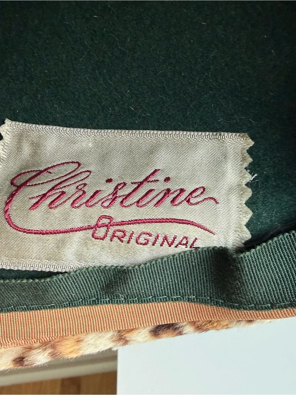 vtg 60s 70s Christine Original leopard print hat cap mcm designer pillbox bow
